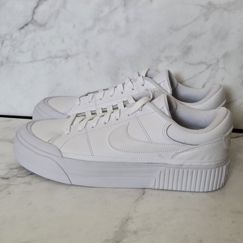 Nike Court Legacy Lift Triple White Womens Sneakers Shoes Size 10 - Picture 5 of 8